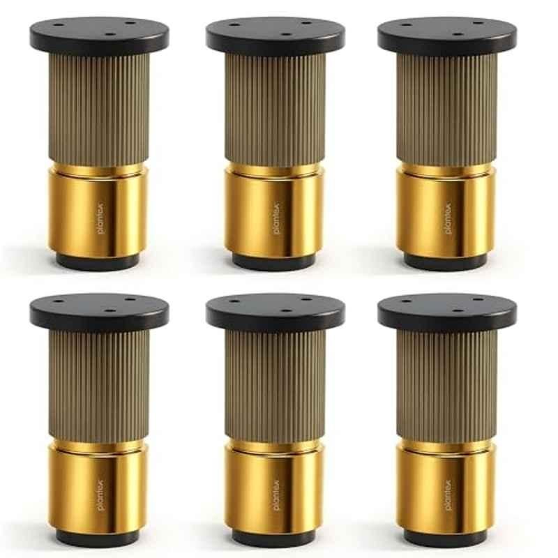 Plantex 3 inch Aluminium Antique Brass & Gold Sofa Legs with Rubber Grip, DTS-77 (Pack of 6)