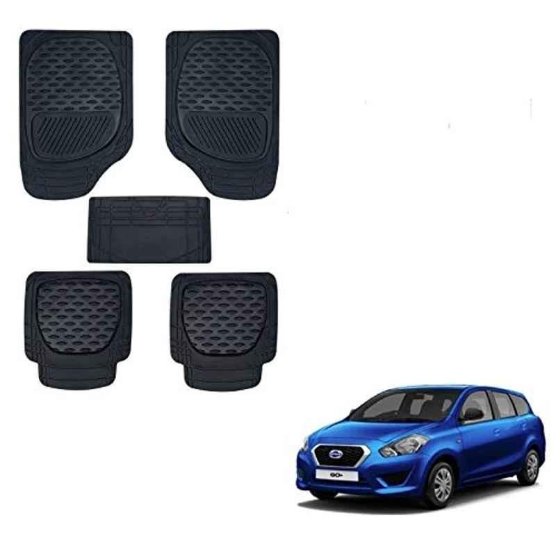 Kozdiko 6255 5 Pcs Rubber & PVC Black Heavy Car Foot Mat Set for Datsun Go Plus