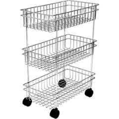 DeoDap Stainless Steel Silver Powder Coated 3 Layer Multi Purpose Storage Rack, 2107