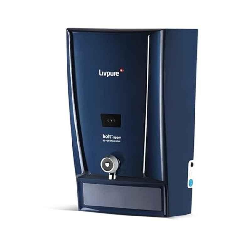 Livpure Bolt+ 7 Litre RO+UV+UF+Mineraliser+Copper 7 Stage Blue Water Purifier with Smart TDS Adjuster, Taste Enhancer & 1 Year Warranty, LIVBOLTCOPROUFMIN