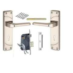 Onmax 7 inch 65mm Iron Silver Mortise Door Handle Lock Set, HML6+S708MSS
