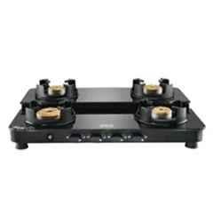 Hindware Alverio DPLX 4B Glass Top Cooktop with 4 Brass Burner & Manual Ignition, CT 100187