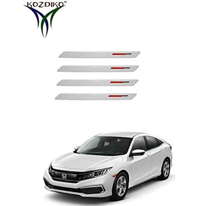 Kozdiko 4 Pcs White & Red Designer Car Bumper Protector Set for Chevrolet Optra, KOZ-65581