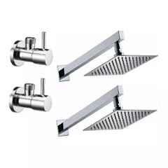 Fastgear 4 Pcs Turbo Stainless Steel Silver Chrome Finish Faucet Set with Shower, FG214