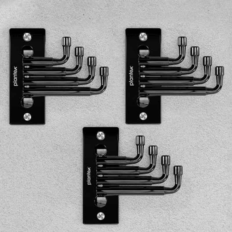 Plantex Hook for Wall/Stainless Steel Flexible Hook/Hanging Hook for Bathroom/Clothes Hanger (Pack of 3) Black