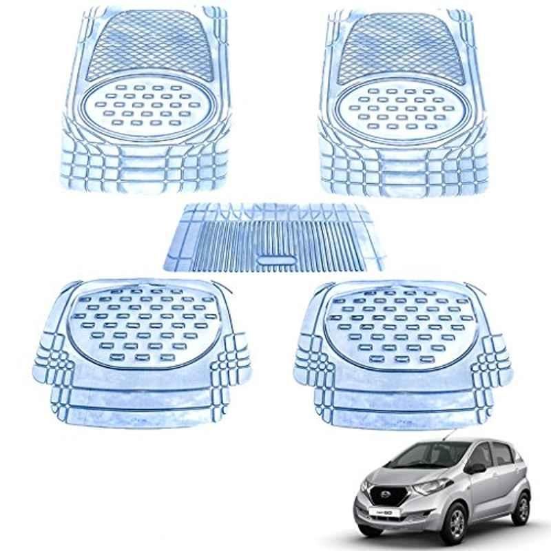 Kozdiko 5 Pcs 6605 PVC & Rubber Clear Car Foot Mat Set for Datsun Redi Go