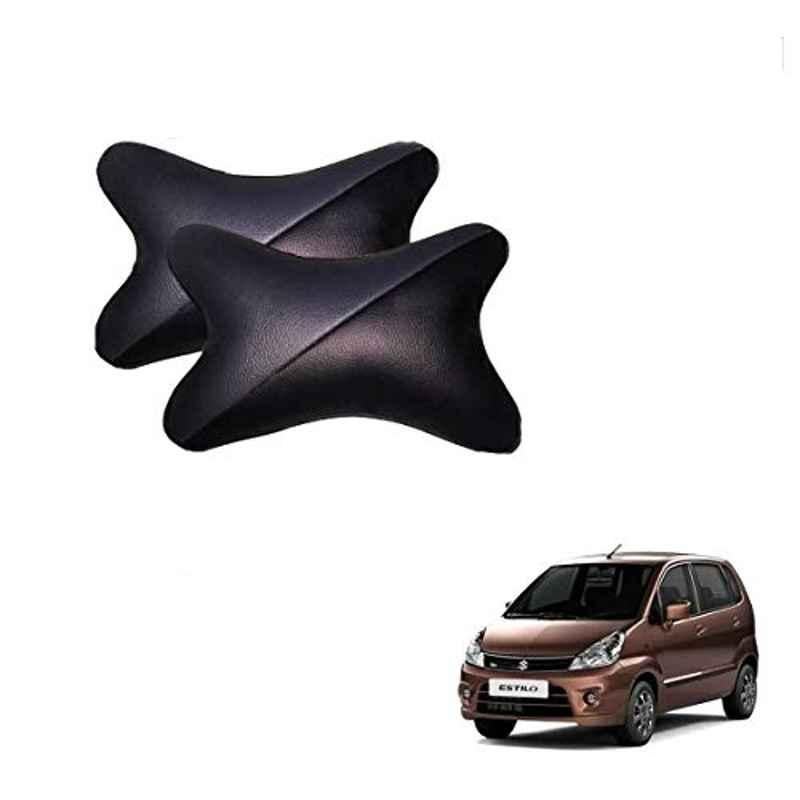 Kozdiko 2 Pcs Memory Foam Grey & Black Car Neck Rest Cushion Pillow Set for Maruti Suzuki Zen Estilo