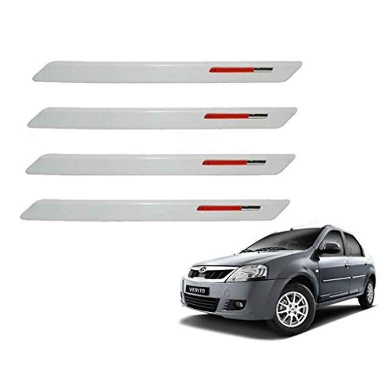 Kozdiko 4 Pcs White & Red Designer Car Bumper Protector Set for Mahindra Verito, KOZ-36735