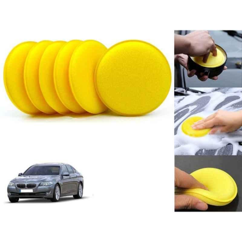 Auto Pearl Polyurethane Beige Washing & Waxing Polish Foam Sponge for 525i (Pack of 6)