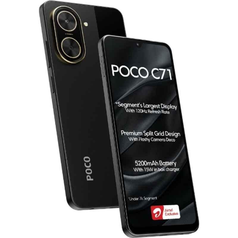 POCO C71 6.88 inch 5200mAh 4GB RAM/64GB Storage Power Black Smartphone