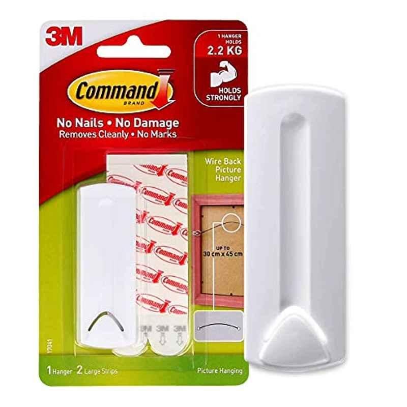 Command 17041 2.2kg Plastic White Wire Backed Picture Hanger, Size: Large