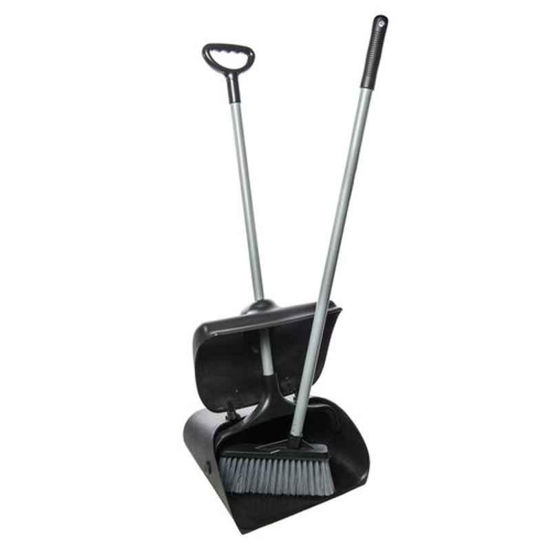Baiyun 94x32x12cm Plastic Black Dustpan & Brush Set, AF01205