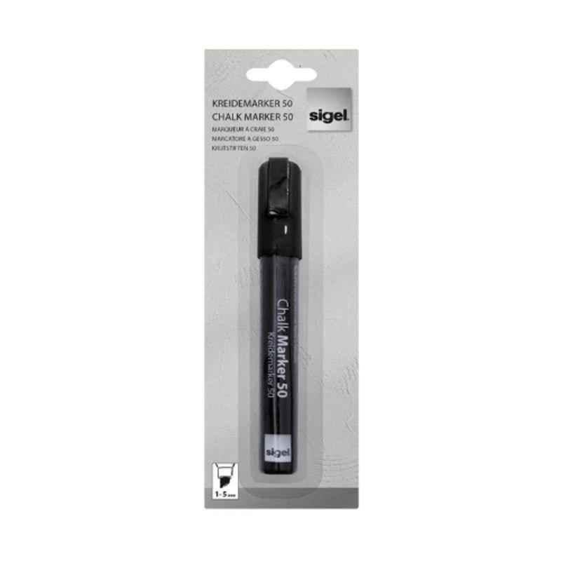 Sigel Chalk Marker 50 1-5mm Chisel Tip Black Marker, GL180
