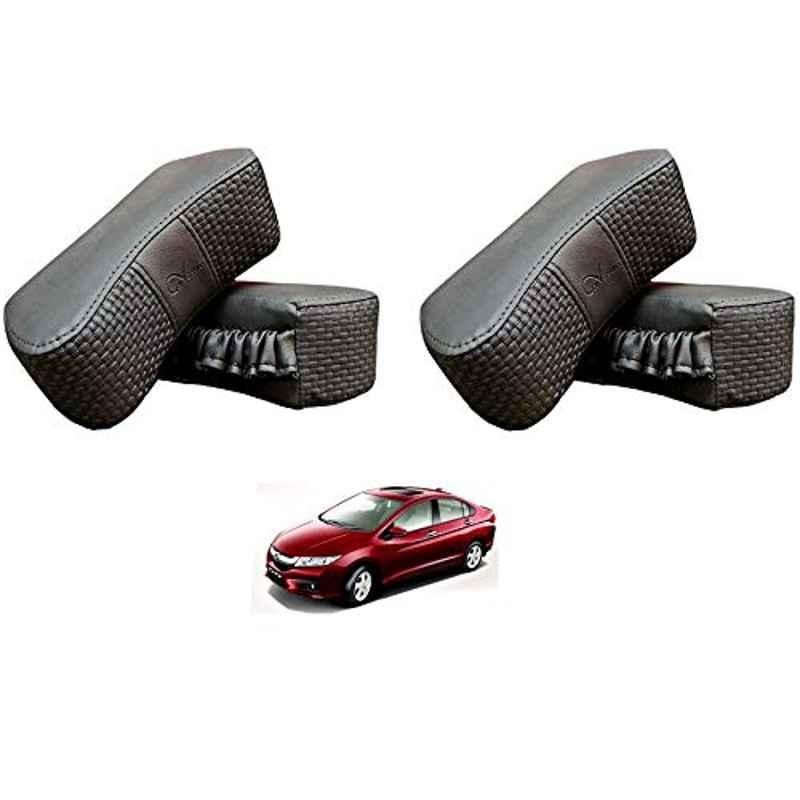 Kozdiko 4 Pcs CV Designer Grey Leatherite Neck Rest Car Cushion Pillow Set for Honda Idtec 2014-Present