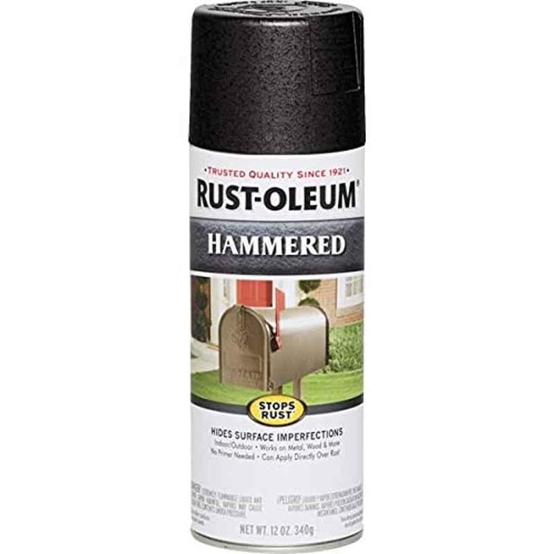 Rust-Oleum Stops Rust 12oz Black Gloss Hammered Spray Paint, SRH-15830