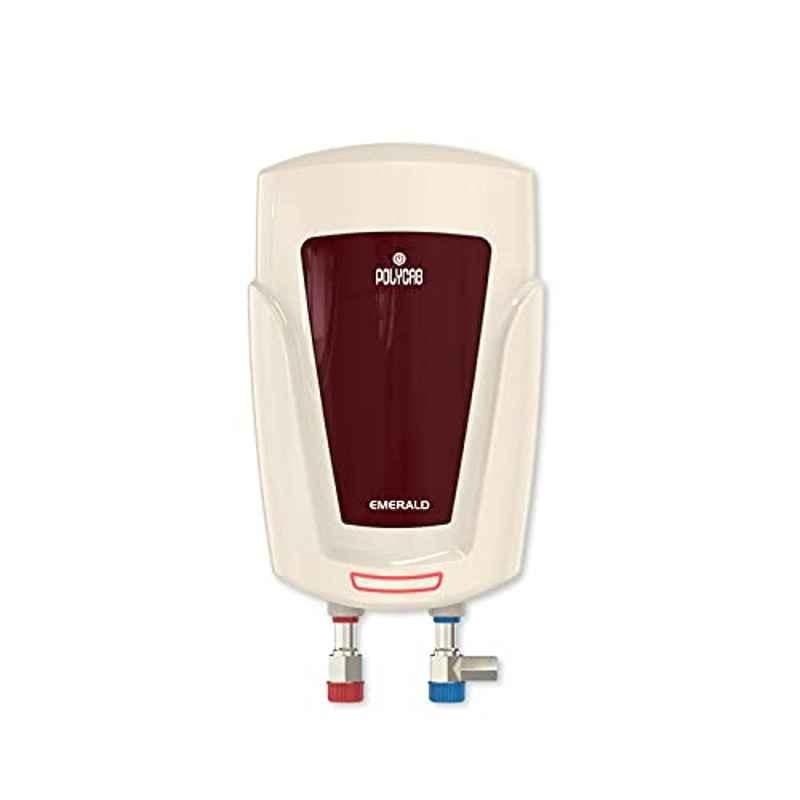 Polycab Emerald 1 Litre 3000W Ivory & Black Red Instant Water Heater, HWHINST016M