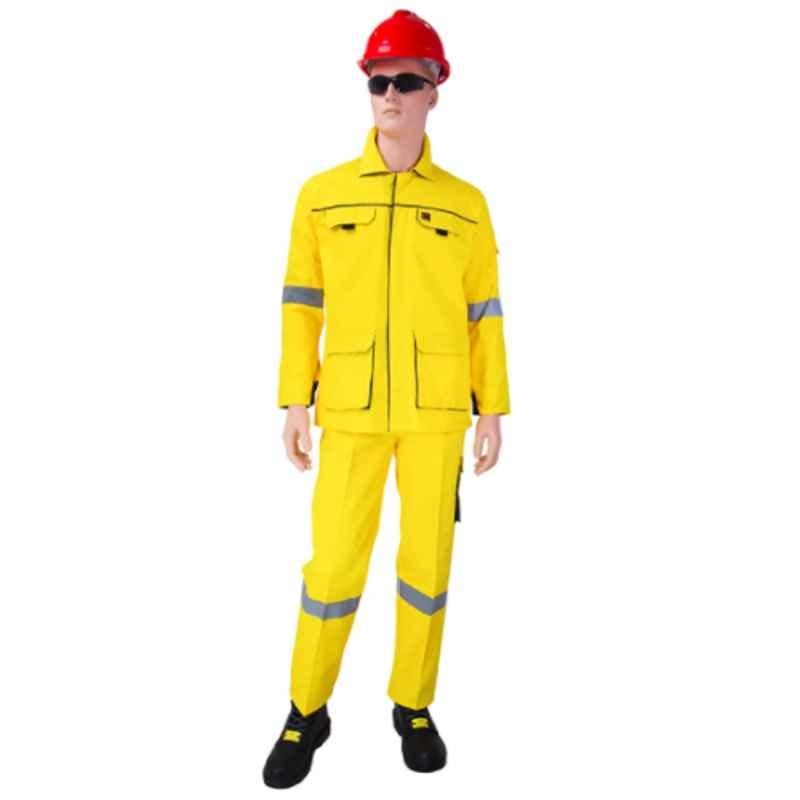 Empiral Comfort Yellow Cotton Pant & Shirt with Tapes, E106060902, Size: 4XL