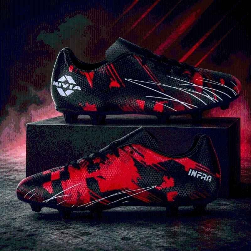 Nivia INFRA 2.0 Black & Red Studs Football Shoes for Men