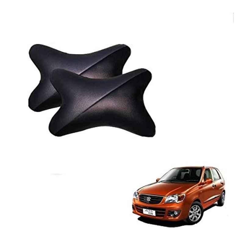 Kozdiko 2 Pcs Memory Foam Grey & Black Car Neck Rest Cushion Pillow Set for Maruti Suzuki Alto K10