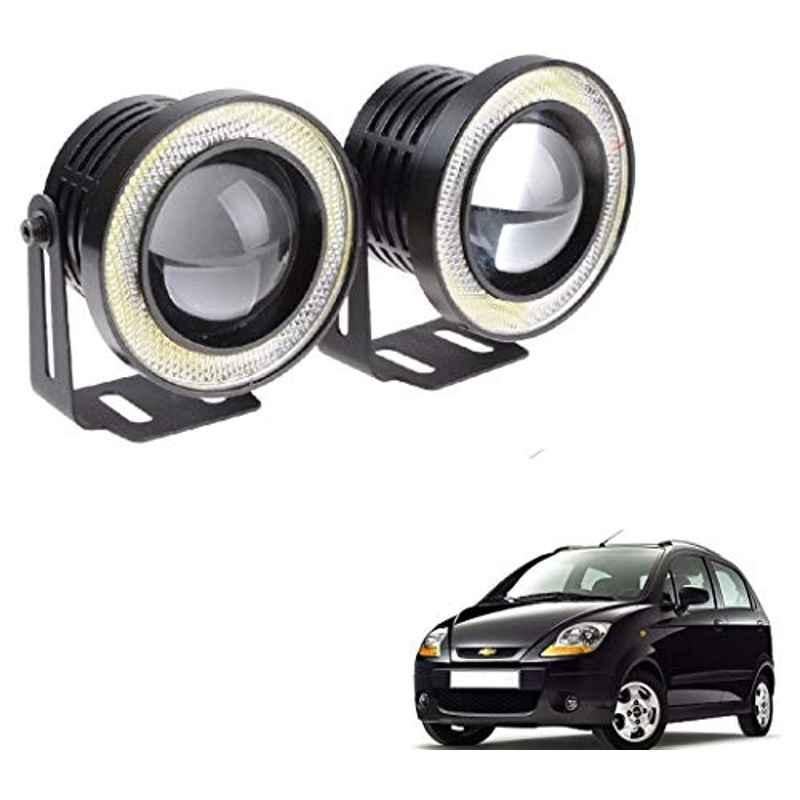 Kozdiko 2 Pcs 15W 3.5 inch High Power White LED Projector COB Fog Light Set with White Angel Eye Ring for Chevrolet Spark, koz_72617