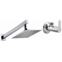 Senkiddpro Marc Stainless Steel Chrome Finish Wall Mounted Angle Cock & 6x6 inch Slim Overhead Shower Combo