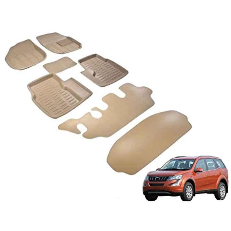 Kozdiko 7 Pcs 3D Beige Car Floor Mat Set for Mahindra XUV, koz_26821