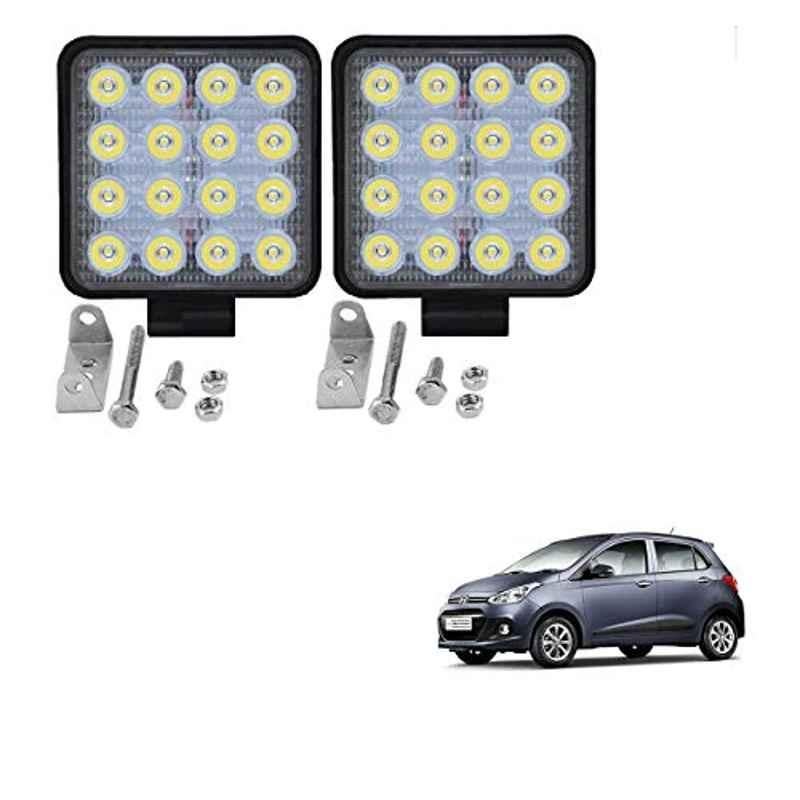 Kozdiko 2 Pcs 48W 16 LED White Bright Beam Square Fog Light Set for Hyundai Grand i10, koz_92544