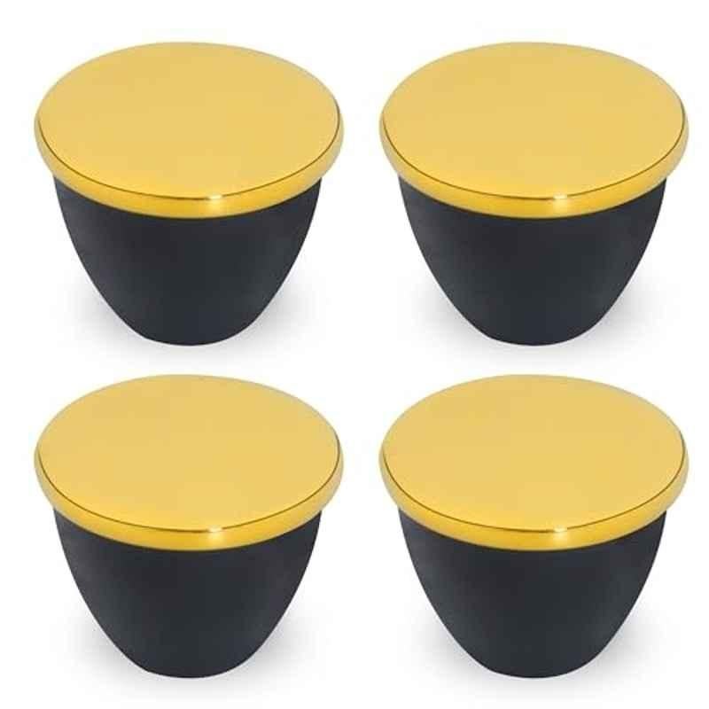 Plantex Knobs for Drawer/Drawer Knobs/Knobs for Cabinets/Pull-Push Knobs for Kitchen/Bedroom Drawer (Pack of 4) Gold & Black