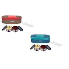 Carrolite 400ml Multi Colour Stainless Steel Lunchbox Buy 1 Get 1 Free, Comboblack_013 (Pack of 3)