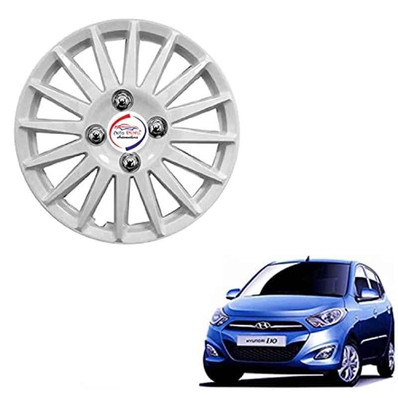 Auto Pearl 4 Pcs 13 inch ABS Camry Silver Press Type Hubcap Wheel Cover Set with Retention Ring for Hyundai I10 Type 2