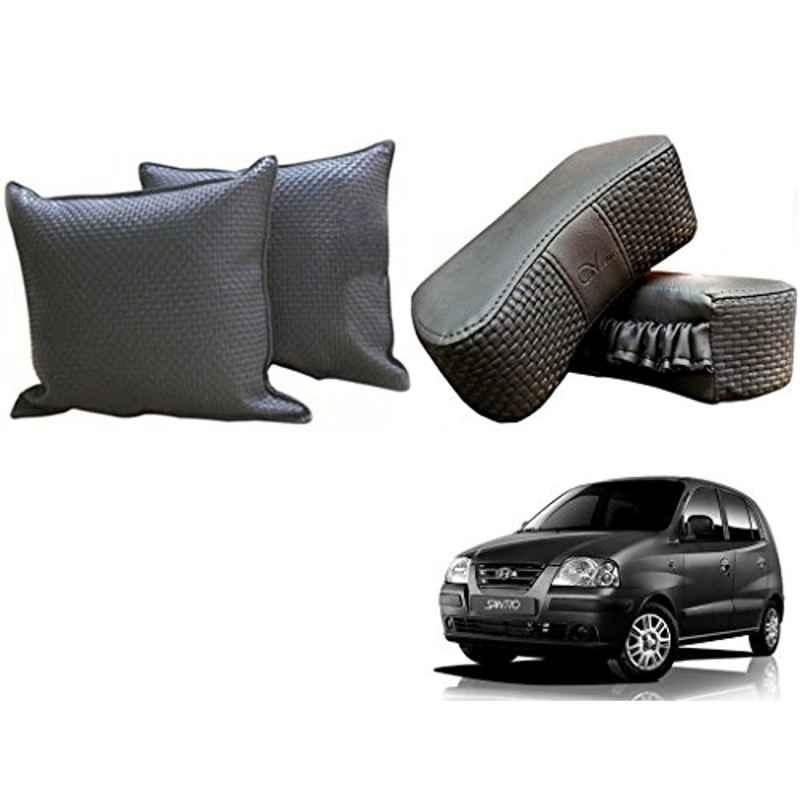 Kozdiko One Pair Grey Neck Rest & One Pair Cushion Combo for Hyundai Santro