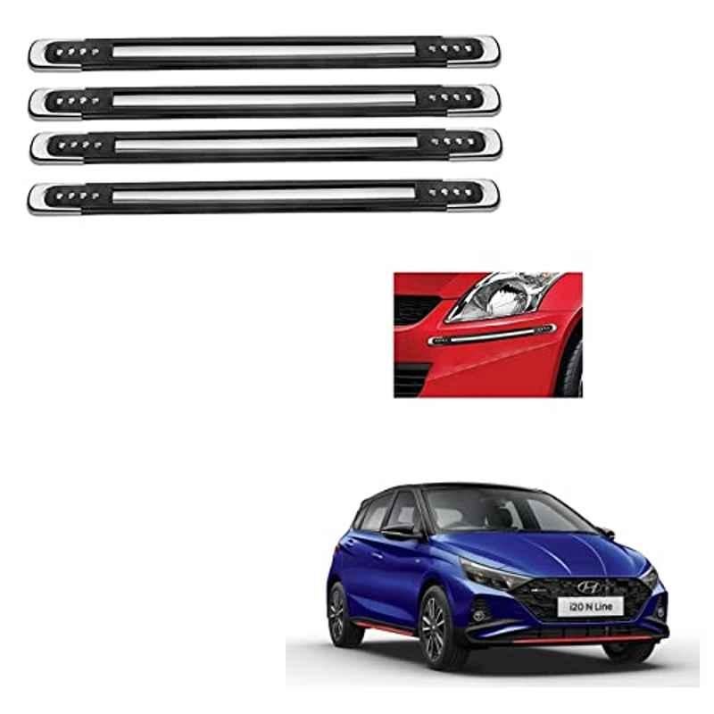 Kozdiko 4 Pcs Black Designer Car Bumper Protector Guard Set for Hyundai i20 N Line