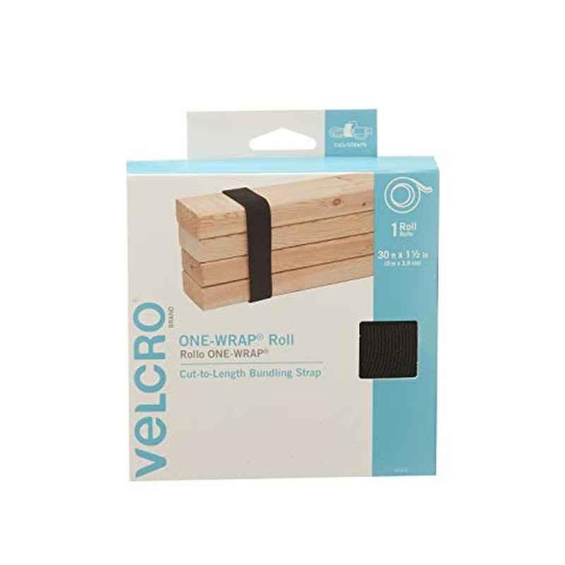 Velcro 1.5 inch 30ft Plastic Black Reusable Self-Gripping Hook & Loop Tape, 91372