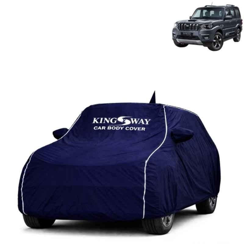 Kingsway Super Waterproof All Weather Protection Polypropylene Blue Car Cover for Mahindra Scorpio Classic 2022 Onwards with Mirror & Antenna Pockets