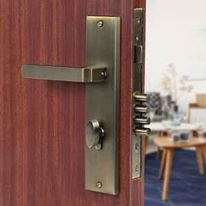 Voltizi 10 inch Stainless Steel 304 Antique Brass Finish Cylindrical Plate Mortise Door Lock Handle Set, LB303