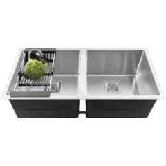 Fossa FS-9 40x18x10 inch Stainless Steel Matt Finish Silver Double Bowl Handmade Kitchen Sink