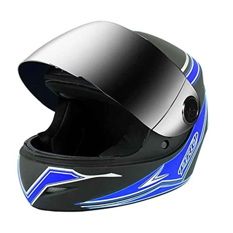 O2 Max Pro Full Face Helmet With Scratch Resistant Mercury Visor, Cross Ventilation & Matte Finish graphics Head Protector For Bike Motorcycle Scooty Mena Riding (P3, Blue, M)