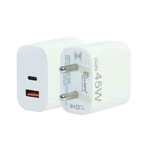 LRIPL LRIPL262 45W Dual Ports USB A & Type C QC-PD Fast Charging Enabled White Charger Adapter, FSPSYCHRPS031012