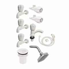 Fastgear ABS White Chrome Finish Bathroom Faucet Set, FG2800