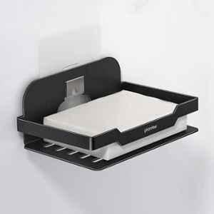 Plantex Stainless Steel Black Self Adhesive Soap Dish for Bathroom/Stainless Steel Soap Holder for Washbasin/Soap Stand Without Drill/Bathroom Accessories, APS-1251
