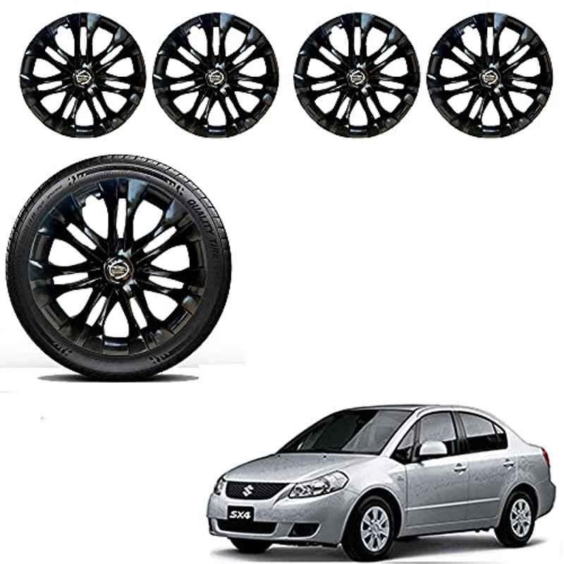 Auto Pearl 4 Pcs 15 inch ABS Black Premium Car Wheel Cover Set for Maruti Suzuki SX4, WCBLK30