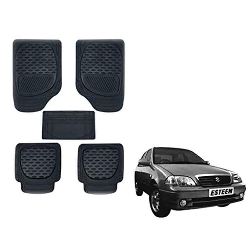Kozdiko 6255TW 5 Pcs PVC & Rubber Black Car Mat Set for Maruti Suzuki Esteem
