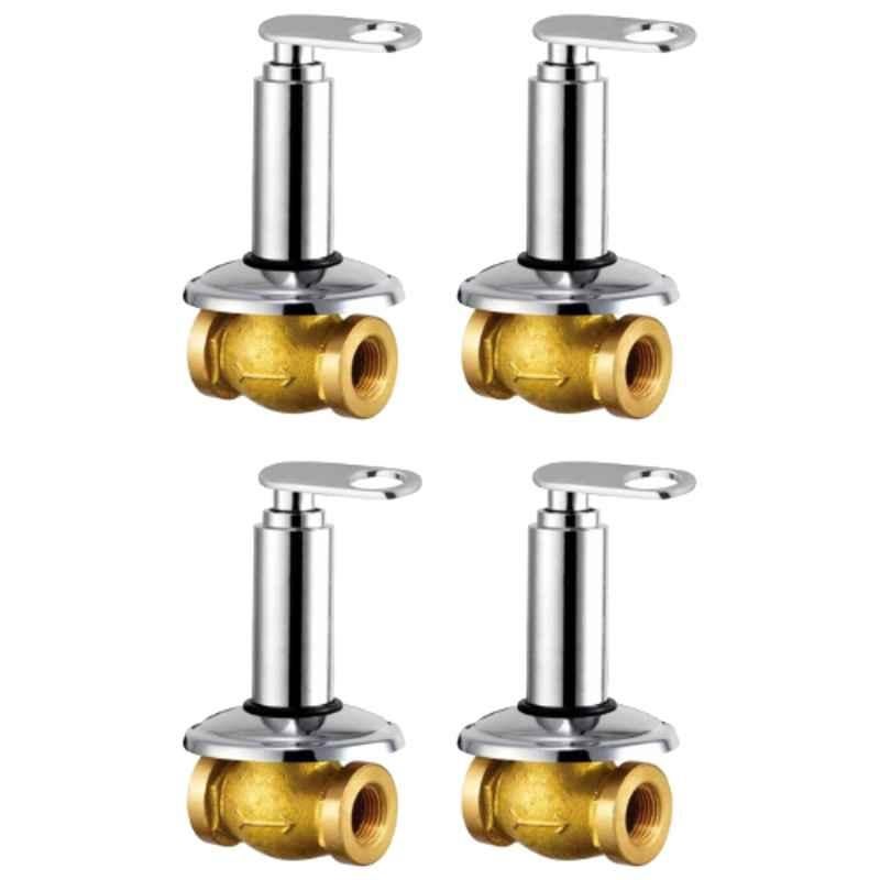 Drizzle Oreo 3/4 inch Brass Chrome Finish Concealed Stop Cock with Heavy Duty & Quarter Turn (Pack of 4)