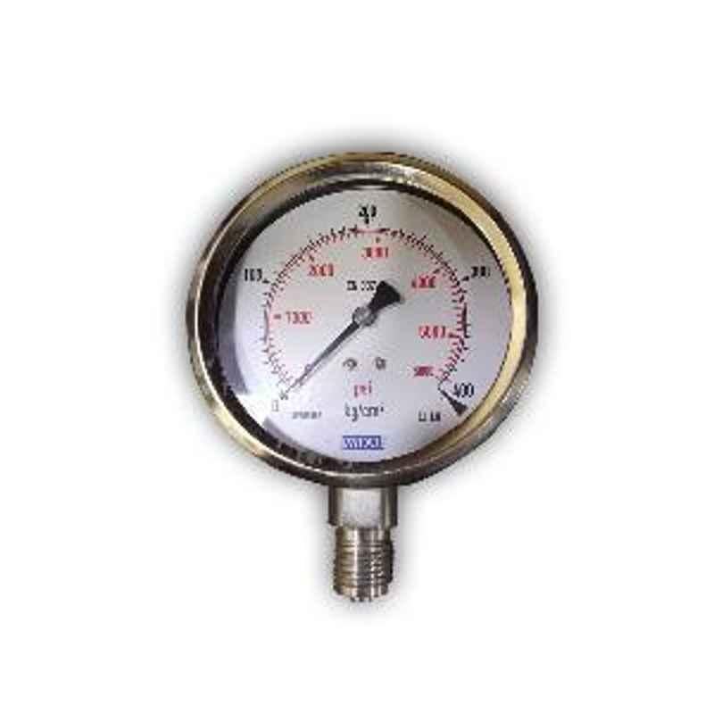 Wika Range 0-160 kg/cm2 with PSI Bottom Entry Bourdon Tube Pressure Gauge 232-53-100-BTM-160 KG
