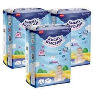 Kuchi Kuchhi 62 Pcs 9-14kg White Large Ultra Soft Baby Diaper Pant with 3D Bubble Top, KKL62X3 (Pack of 3)