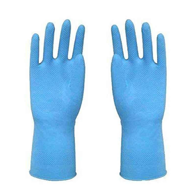 Hand Care Blue Rubber Safety Hand Gloves (Pack of 5)