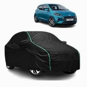 Aarex Auto Polyester Black 100% Waterproof Car Body Cover with Mirror Pocket, Triple Stitched, Anti Dust, Heat Resistant & UV Proof for Hyundai i10, SW-5-Black
