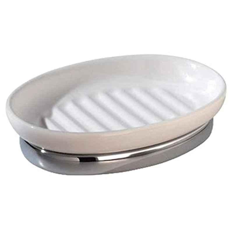 iDesign York White Chrome Oval Soap Dish, 68861