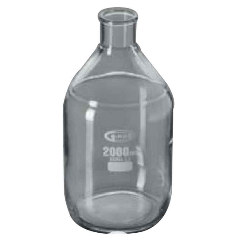 Glassco 500ml Boro 3.3 Glass White Printing Tooled Neck Plain Bottle, 282.202.06 (Pack of 10)