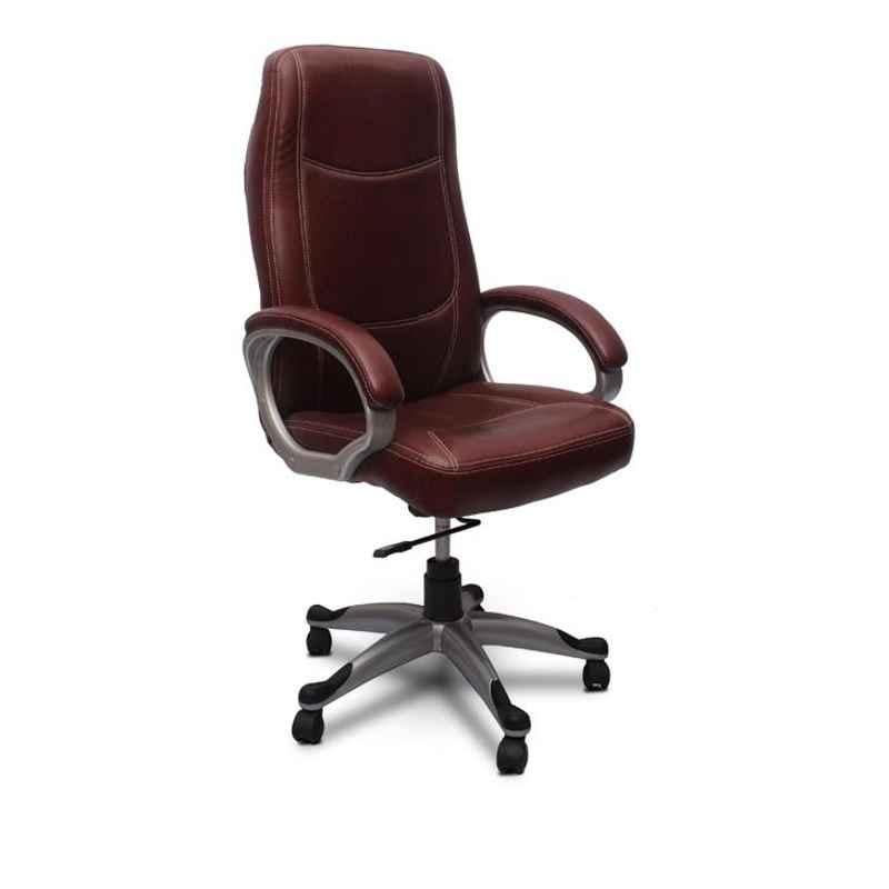 Caddy PU Leatherette Brown Adjustable Office Chair with Back Support, DM 83